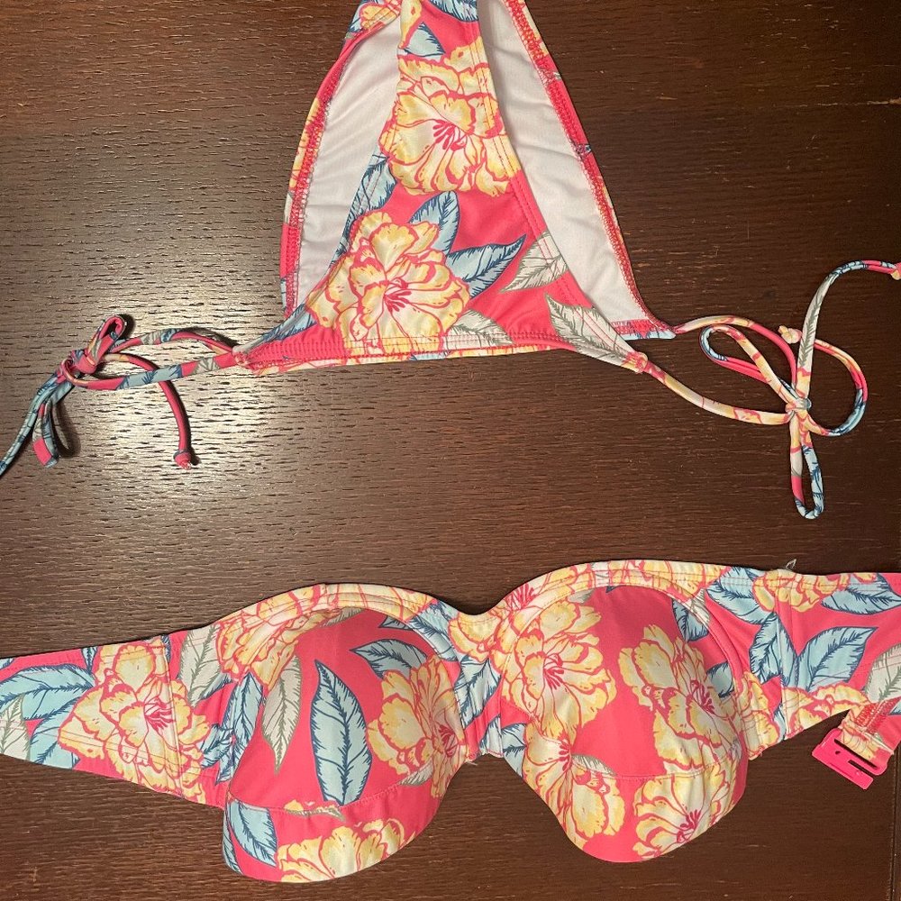 Asos Swim Pink Pattern Size 2 Bottoms 34DD Top
